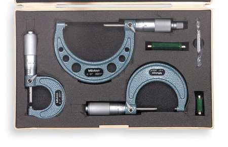 Mitutoyo 103-922 Outside Micrometer Kit, 0 to 3"